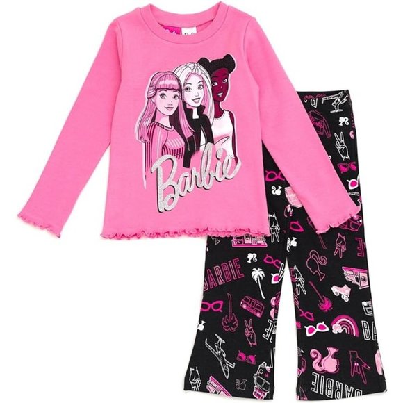 NWT Adorable Soft Pink Barbie Pants & Top Set Girls Costume +Gift